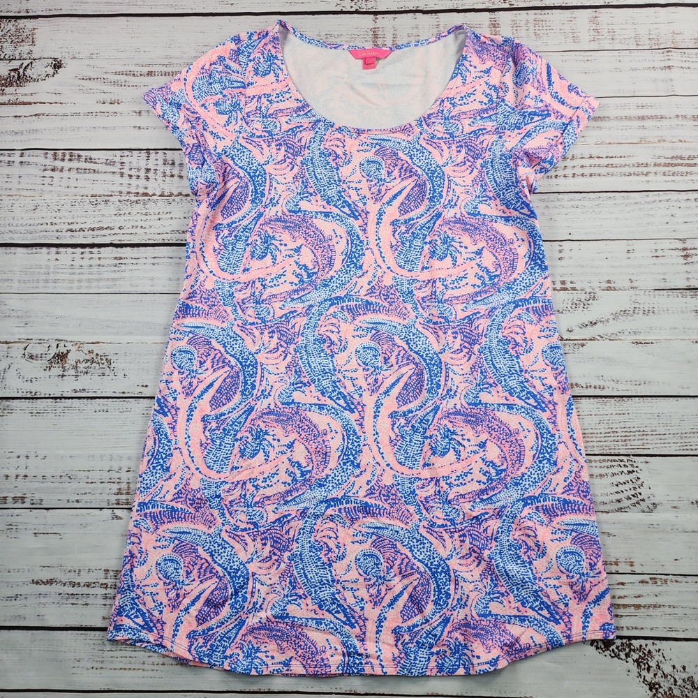 Lilly Pulitzer Tammy T-Shirt Dress Women's XL Bright Navy Sway‎ This Way UPF 50+